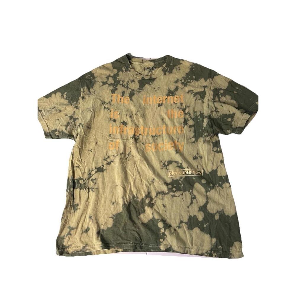 Pleasures now T Shirt Internet Vintage men’s shirt tie-dye green Rare  Large